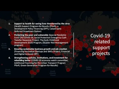 Covid-19 related support projects Support to health for saving lives threatened by