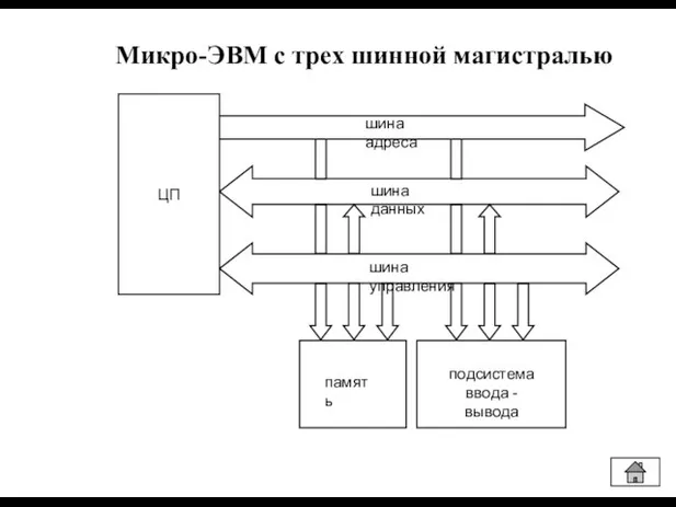 ЦП память подсистема ввода - вывода шина адреса шина данных шина управления