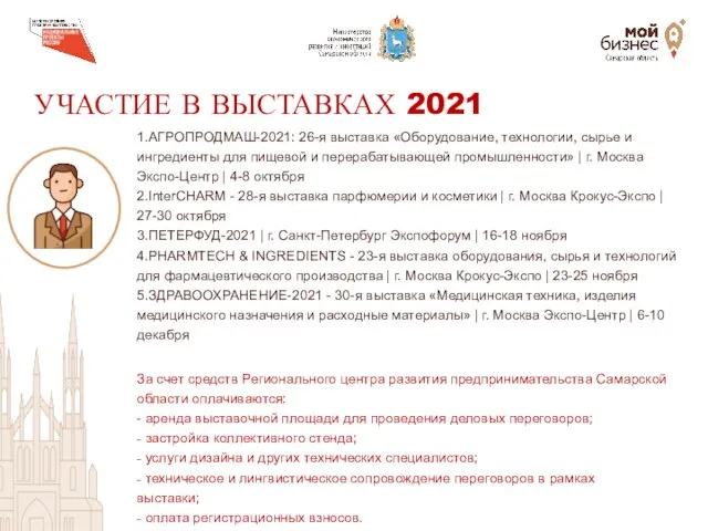 УЧАСТИЕ В ВЫСТАВКАХ 2021 1.АГРОПРОДМАШ-2021: 26-я выставка «Оборудование, технологии, сырье и ингредиенты