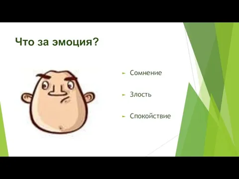 Что за эмоция? Сомнение Злость Спокойствие