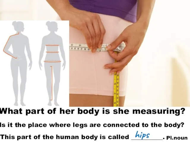 What part of her body is she measuring? Is it the place