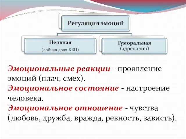 Эмоциональные реакции - проявление эмоций (плач, смех). Эмоциональное состояние - настроение человека.