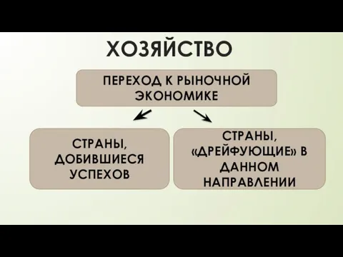 ХОЗЯЙСТВО ПЕРЕХОД К РЫНОЧНОЙ ЭКОНОМИКЕ СТРАНЫ, ДОБИВШИЕСЯ УСПЕХОВ СТРАНЫ, «ДРЕЙФУЮЩИЕ» В ДАННОМ НАПРАВЛЕНИИ