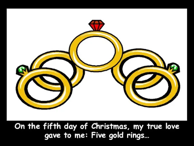 On the fifth day of Christmas, my true love gave to me: Five gold rings…