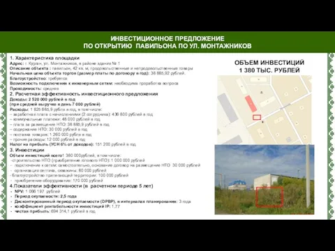 1. Характеристика площадки Адрес: г. Курган, ул. Монтажников, в районе здания №