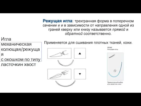 Игла механическая колющая/режущая с окошком по типу ласточкин хвост