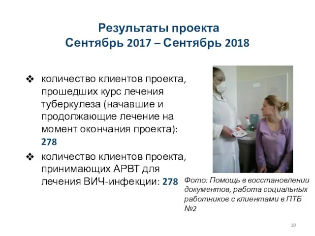 Результаты проекта Сентябрь 2017 – Сентябрь 2018 количество клиентов проекта, прошедших курс