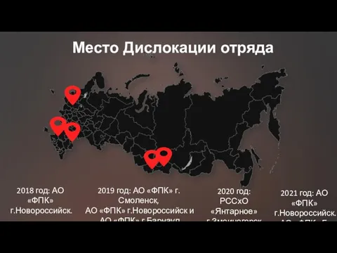 2018 год: АО «ФПК» г.Новороссийск. 2019 год: АО «ФПК» г.Смоленск, АО «ФПК»