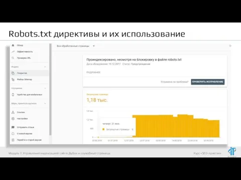 Robots.txt директивы и их использование Модуль 7. Управление индексацией сайта. Дубли и служебные страницы