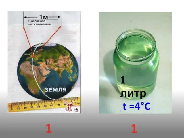 1 метр 1 килограмм 1 литр t =4°C