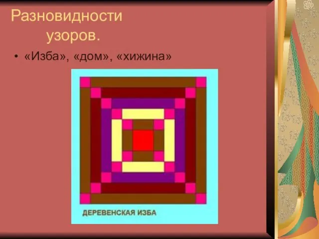 Разновидности узоров. «Изба», «дом», «хижина»