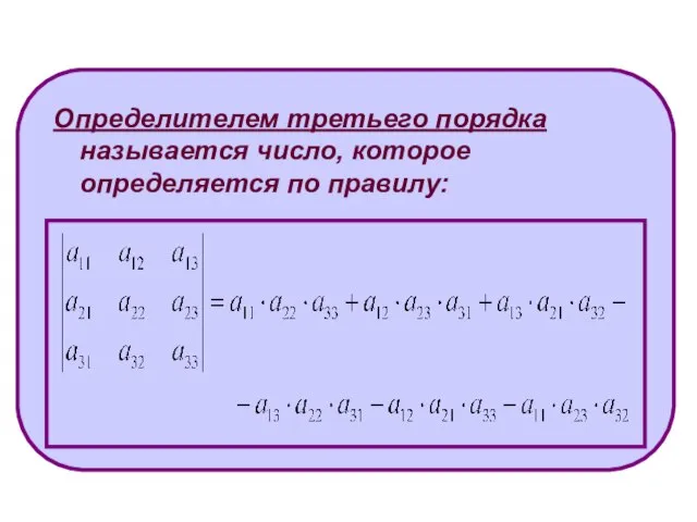 Определителем третьего порядка называется число, которое определяется по правилу: