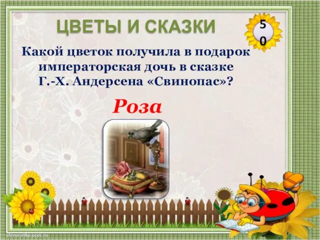 Роза Какой цветок получила в подарок императорская дочь в сказке Г.-Х. Андерсена