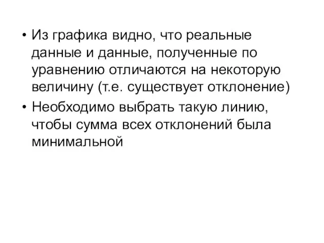 Из графика видно, что реальные данные и данные, полученные по уравнению отличаются