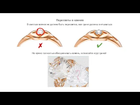 Пересветы в камнях В светлых камнях не должно быть пересветов, все грани