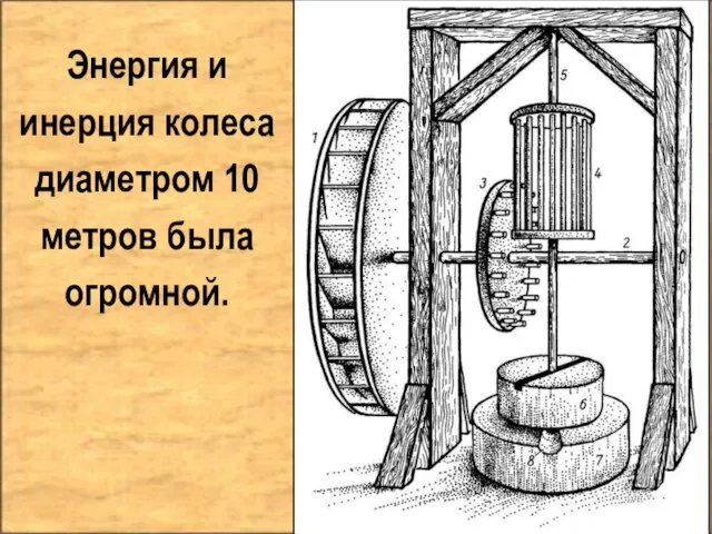 Энергия и инерция колеса диаметром 10 метров была огромной.