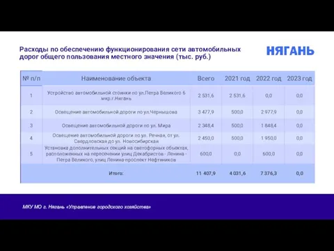 Расходы по обеспечению функционирования сети автомобильных дорог общего пользования местного значения (тыс. руб.)