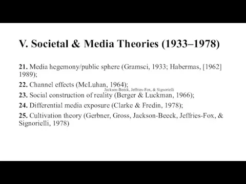 V. Societal & Media Theories (1933–1978) 21. Media hegemony/public sphere (Gramsci, 1933;