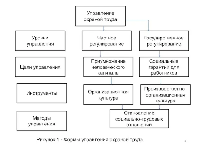 Управление охраной труда Инструменты Цели управления Уровни управления Методы управления Частное регулирование