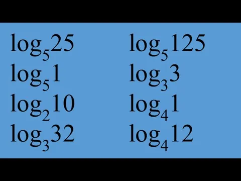 log525 log51 log210 log332 log5125 log33 log41 log412