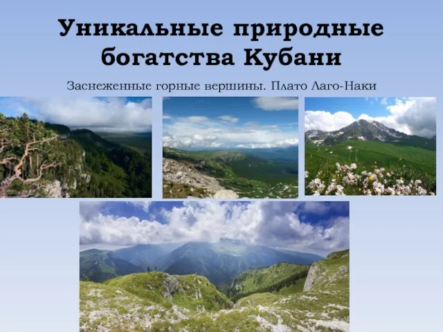 Уникальные природные богатства Кубани Заснеженные горные вершины. Плато Лаго-Наки