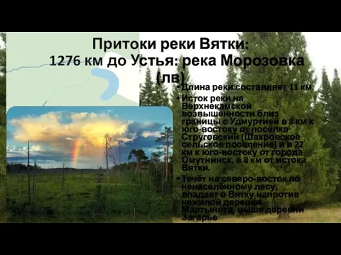 Притоки реки Вятки: 1276 км до Устья: река Морозовка (лв) Длина реки