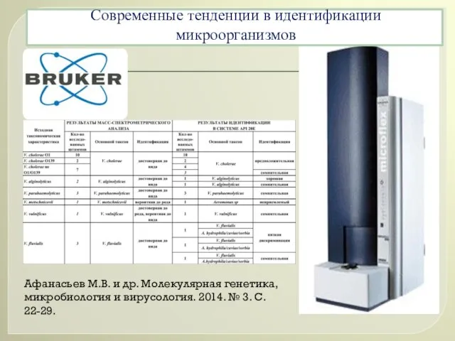 Современные тенденции в идентификации микроорганизмов Афанасьев М.В. и др. Молекулярная генетика, микробиология