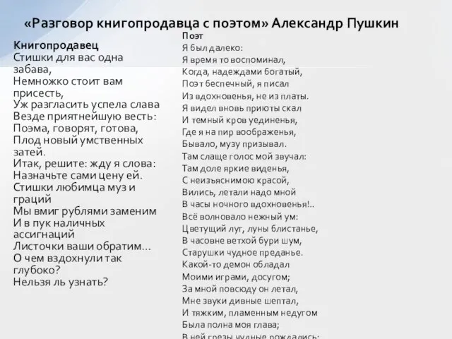 Книгопродавец Стишки для вас одна забава, Немножко стоит вам присесть, Уж разгласить