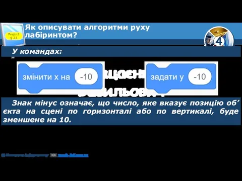 Розділ 3 § 23 У командах: Як описувати алгоритми руху лабіринтом? Знак