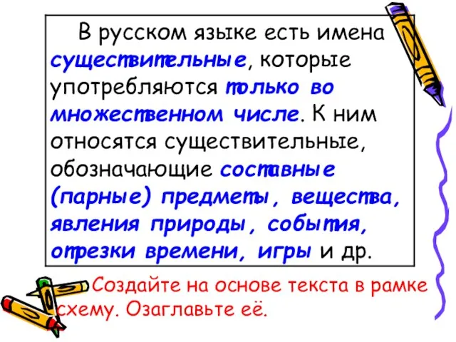 Создайте на основе текста в рамке схему. Озаглавьте её.