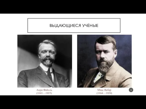 ВЫДАЮЩИЕСЯ УЧЁНЫЕ Анри Файоль (1841—1925) Макс Вебер (1864—1920)