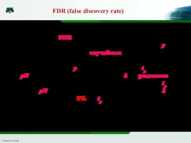 Критерий FDR заключается в следущем. Произвольно выбираем уровень значимости p. Ожидаемое число