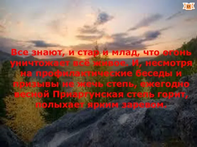 Все знают, и стар и млад, что огонь уничтожает всё живое. И,