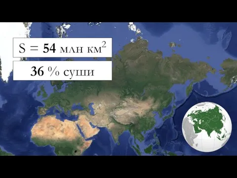 S = 54 млн км2 36 % суши