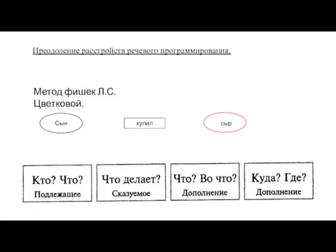 Преодоление расстройств речевого программирования. Метод фишек Л.С. Цветковой. Сын купил сыр