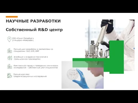 НАУЧНЫЕ РАЗРАБОТКИ Собственный R&D центр Полный цикл разработки в соответствии со стандартами: