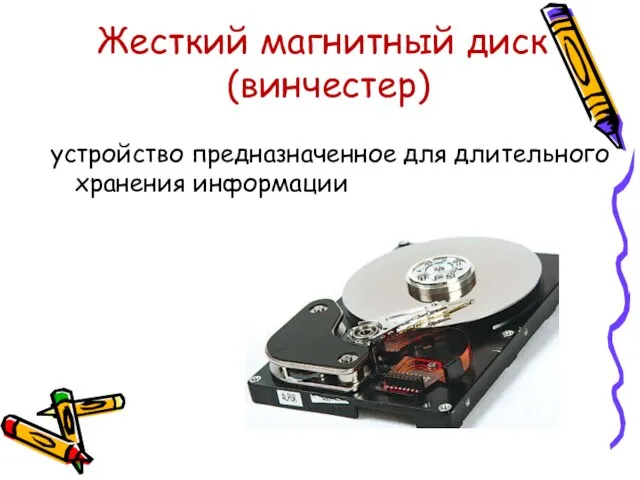 Жесткий магнитный диск (винчестер) устройство предназначенное для длительного хранения информации