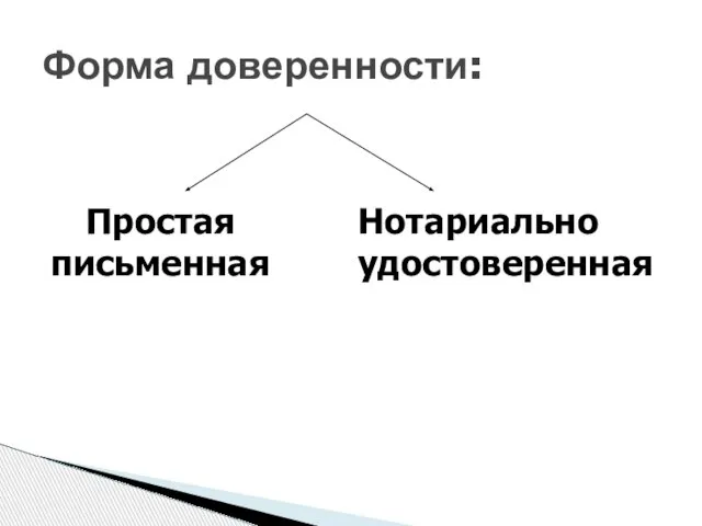 Форма доверенности: Простая письменная Нотариально удостоверенная