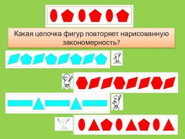 Какая цепочка фигур повторяет нарисованную закономерность?