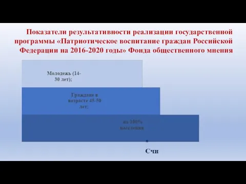 Показатели результативности реализации государственной программы «Патриотическое воспитание граждан Российской Федерации на 2016-2020 годы» Фонда общественного мнения