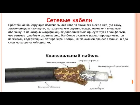 Простейшая конструкция коаксиального кабеля включает в себя медную жилу, заключенную в изоляцию,