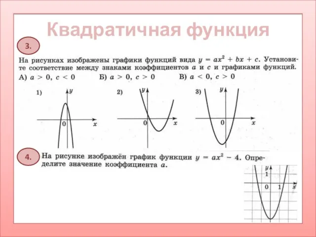 Квадратичная функция 3. 4.