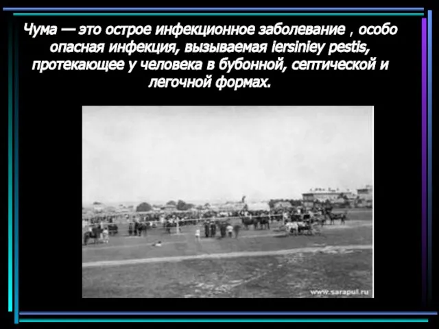 Чума — это острое инфекционное заболевание , особо опасная инфекция, вызываемая iersiniey