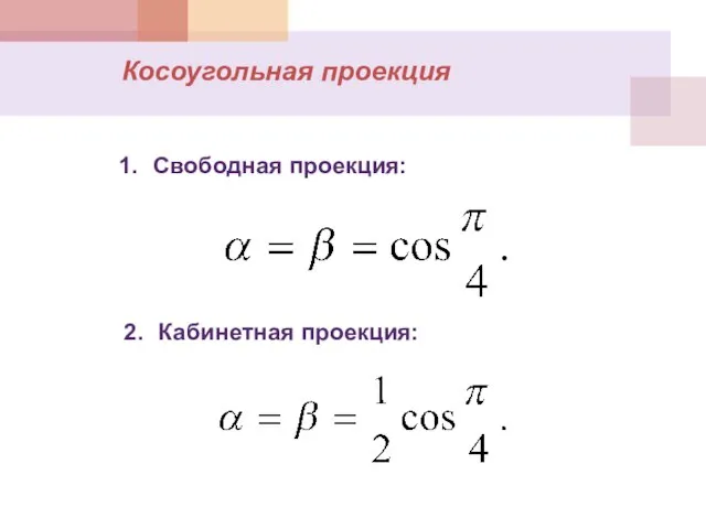 Свободная проекция: Кабинетная проекция: Косоугольная проекция