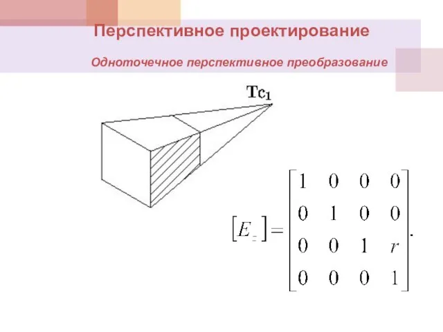 Перспективное проектирование Одноточечное перспективное преобразование