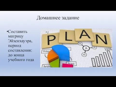 Домашнее задание Составить матрицу Эйзенхауэра, период составления: до конца учебного года