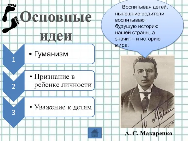 Основные идеи Воспитывая детей, нынешние родители воспитывают будущую историю нашей страны, а