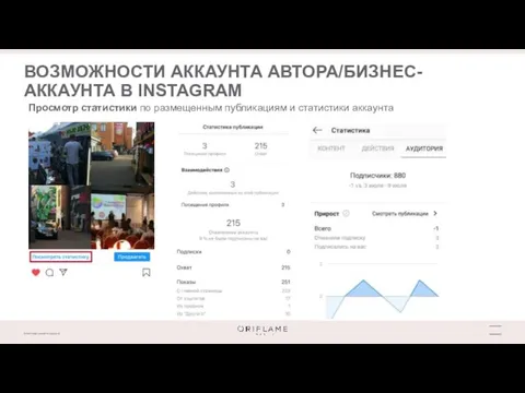 ВОЗМОЖНОСТИ АККАУНТА АВТОРА/БИЗНЕС-АККАУНТА В INSTAGRAM Просмотр статистики по размещенным публикациям и статистики аккаунта