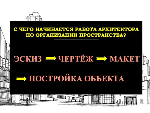 С ЧЕГО НАЧИНАЕТСЯ РАБОТА АРХИТЕКТОРА ПО ОРГАНИЗАЦИИ ПРОСТРАНСТВА? ЭСКИЗ ЧЕРТЁЖ МАКЕТ ПОСТРОЙКА ОБЪЕКТА