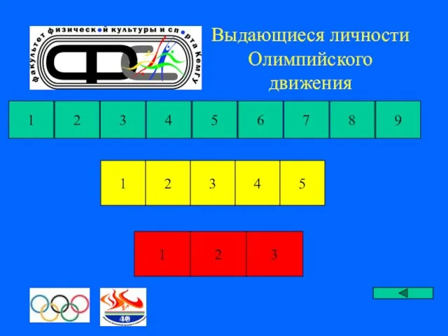 Выдающиеся личности Олимпийского движения 1 5 2 3 4 6 1 2